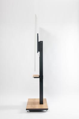 Büro TV Ständer, Elektrisch höhenverstellbar, Mobil auf Rollen, 90° drehbare Screenhalterung (Portrait/Landscape) 